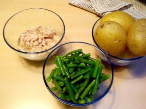insalata di patate fagiolini e tonno